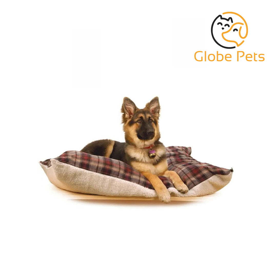 Globe Pets - Flannel Sherpa Bed, Burgundy